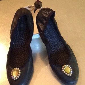 Leather ballet slip on